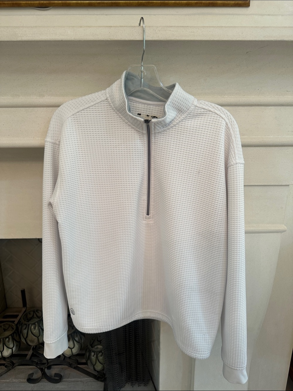 Light Gray Waffle Half-Zip Pullover Top